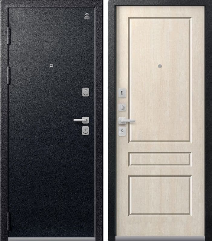 Входная дверь C-101 черный муар / дуб седой