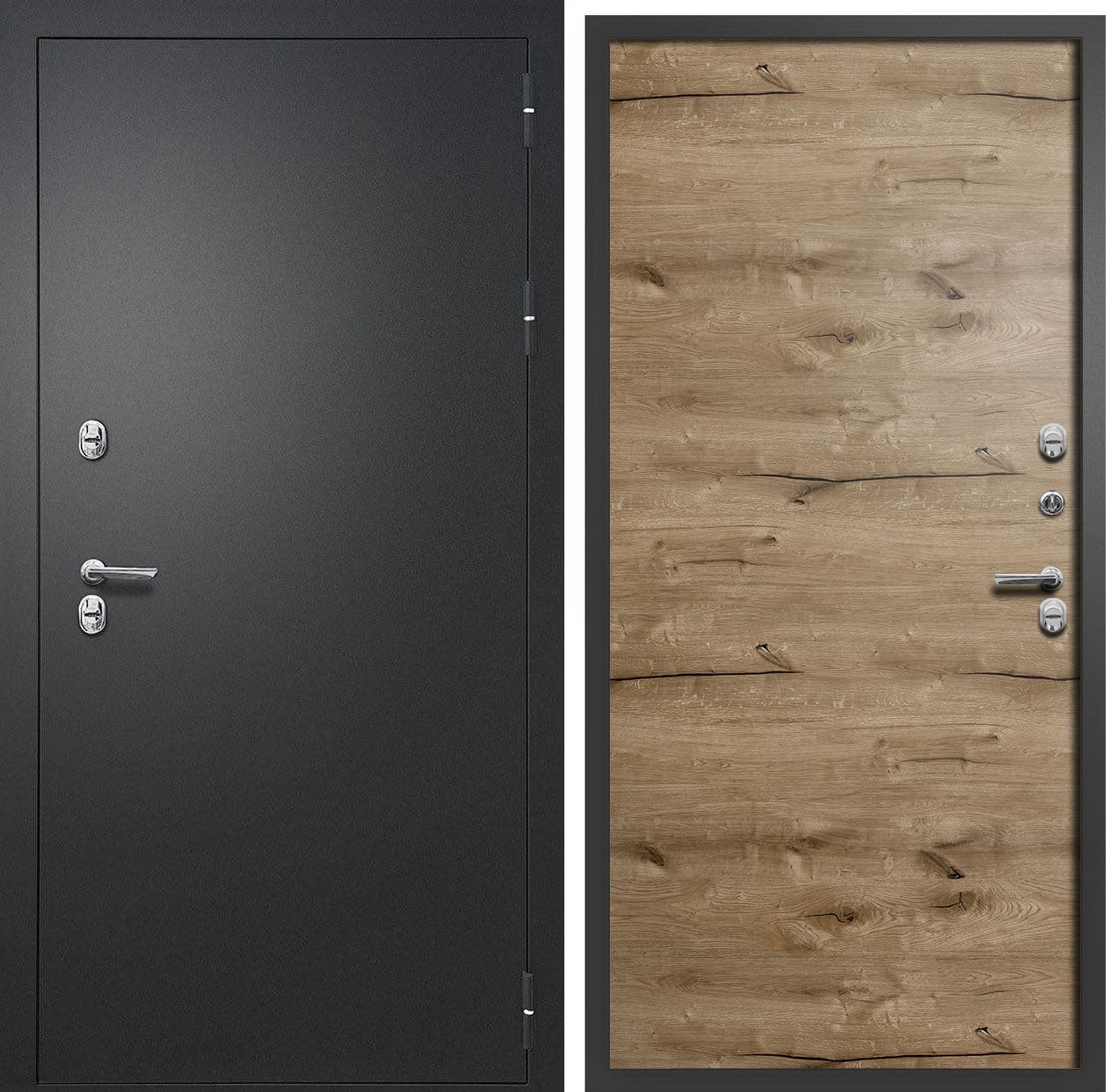 Входная дверь АЙВАРС антик черное серебро / дуб пацифик