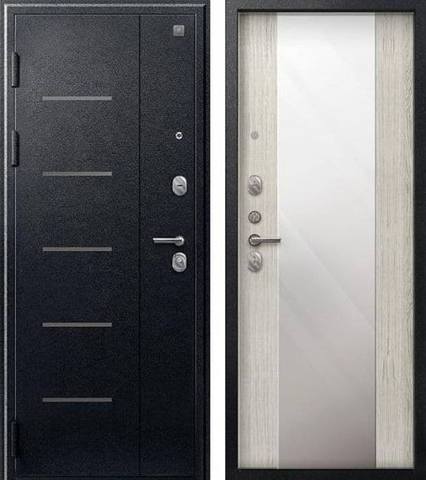 Входная дверь V-04 черный муар / дуб полярный