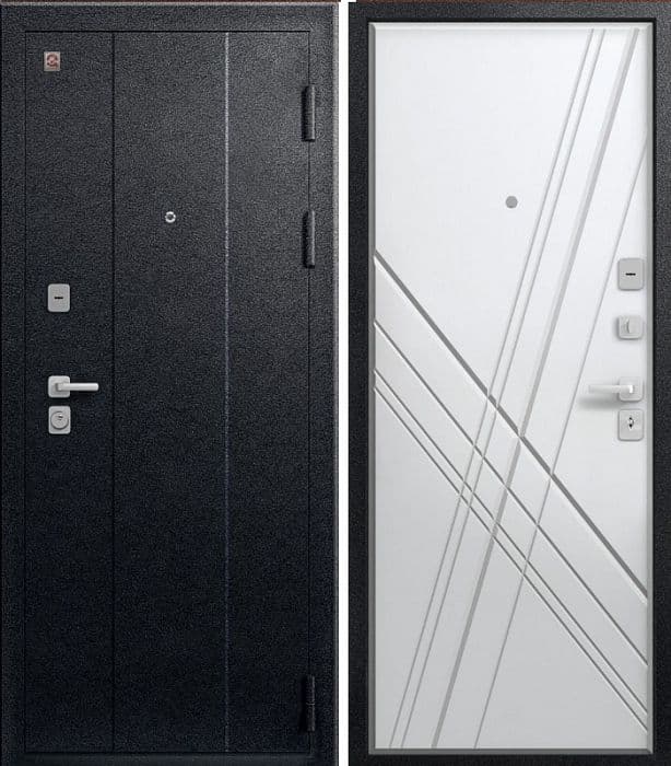 Входная дверь C-106 черный муар / белый