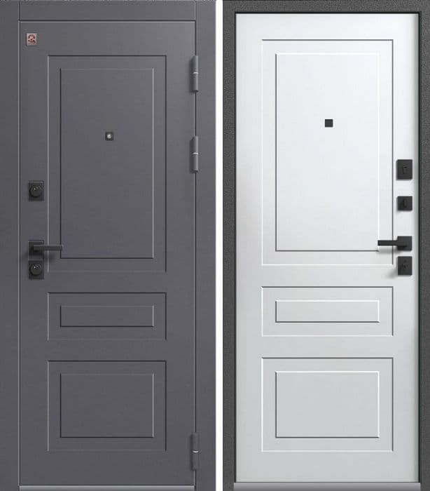 Входная дверь LUX-4 антрацит муар + кашемир графит / кашемир белый
