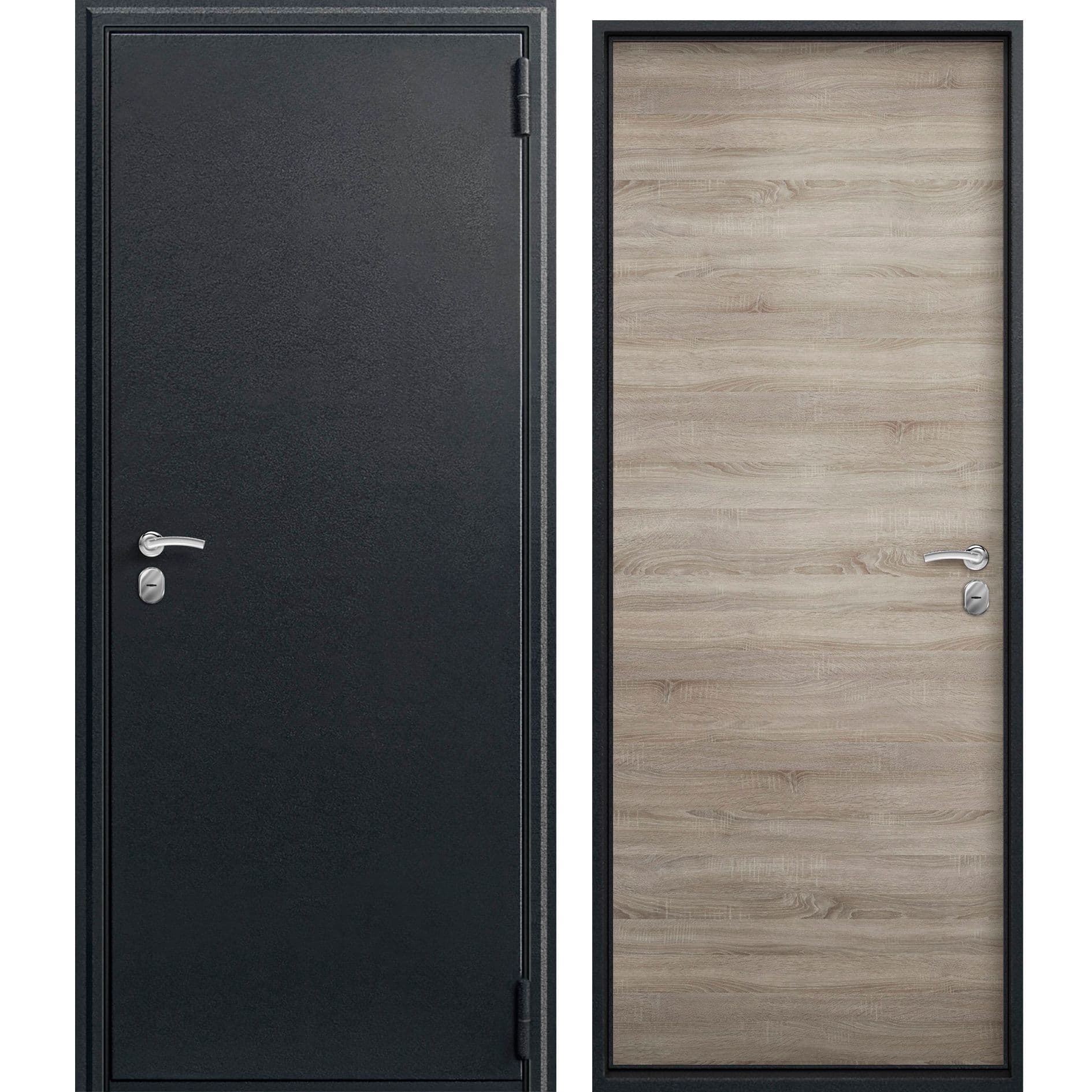 Входная дверь O-10 гк чёрный сатин / дуб светлый