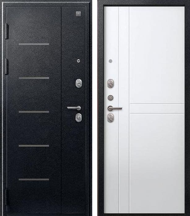 Входная дверь V-06 черный муар / белый