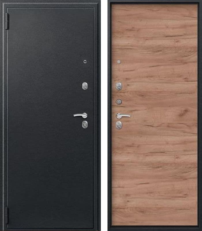 Входная дверь O-11 чёрный сатин / дуб табак