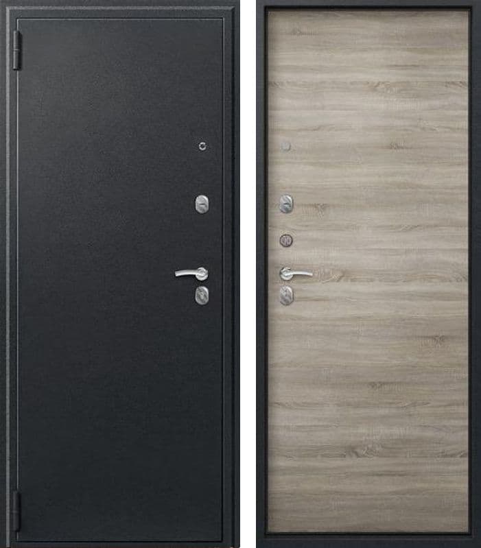 Входная дверь O-11 чёрный сатин / дуб светлый