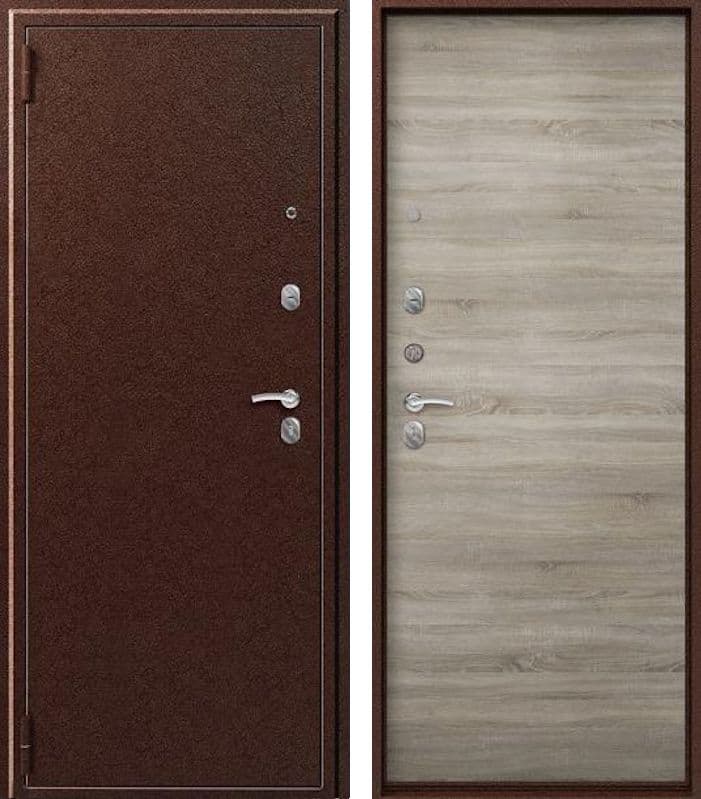 Входная дверь O-11 антик антик медь / дуб светлый