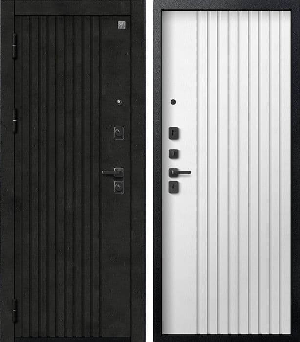 Входная дверь V-15 бетон тёмный / софт ясень белый