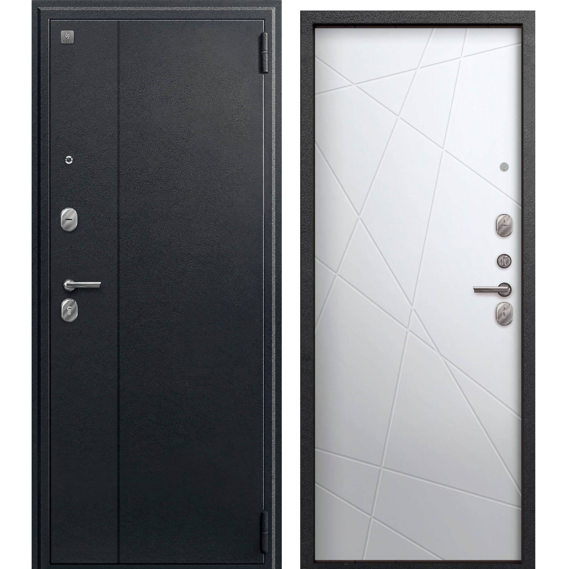 Входная дверь A-03 чёрный сатин / кашемир белый