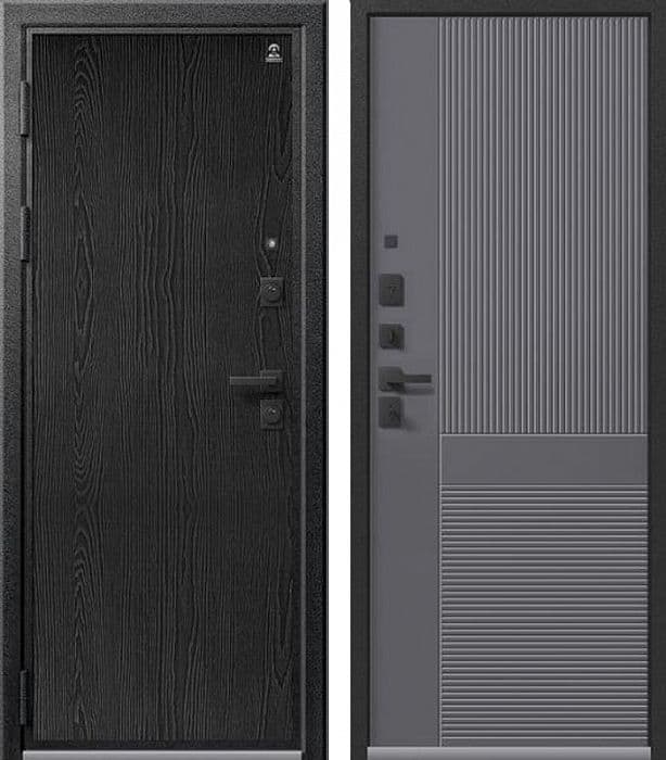 Входная дверь LUX-8 серый муар + распил графит / кашемир графит