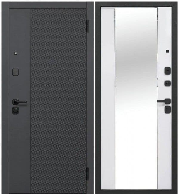 Входная дверь Флорида Зеркало чёрный / белый