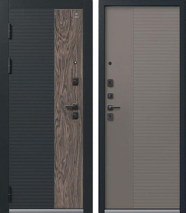 Дверь С-112 чёрный муар + кварц чёрный + орех мокко / базальт