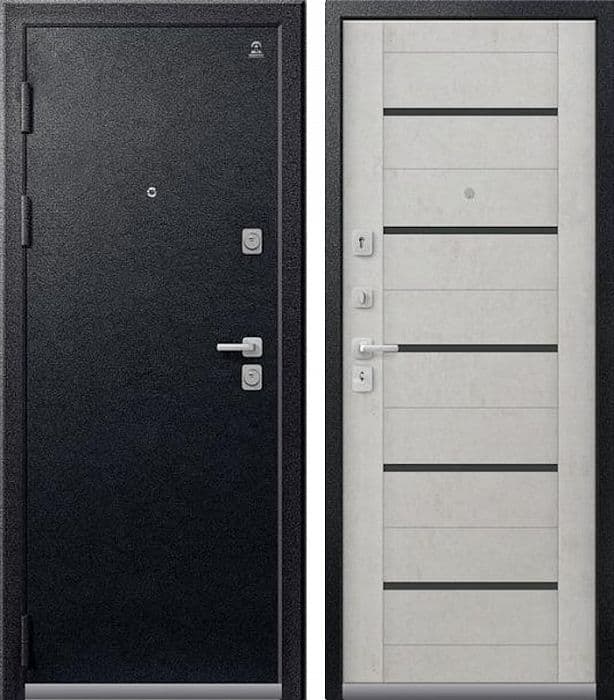 Входная дверь C-107 черный муар / бетон светлый
