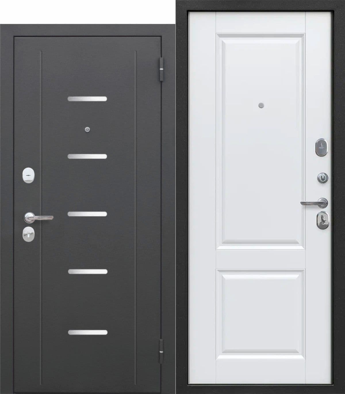 Входная дверь Гарда Серебро Велюр антик черное серебро / белый