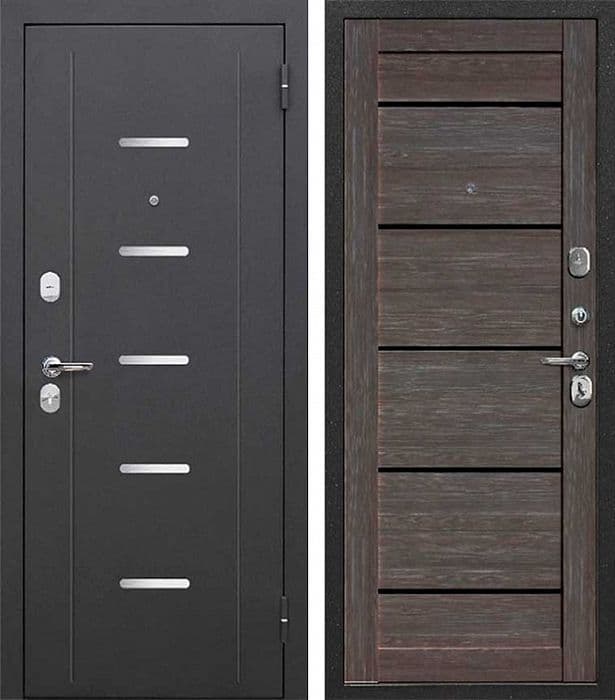 Входная дверь Гарда Серебро  Царга   антик черное серебро / дуб неаполь грей