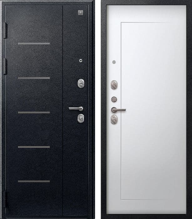 Входная дверь V-03 черный муар / кашемир белый