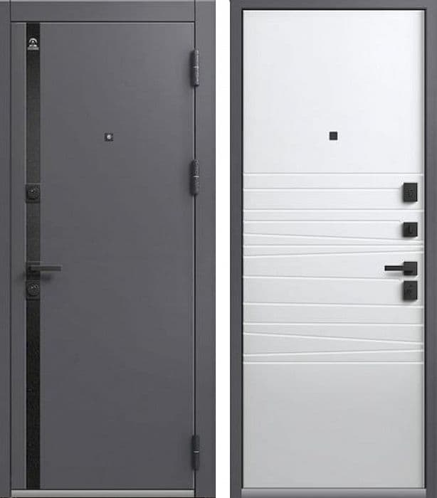 Входная дверь LUX-5 антрацит муар + кашемир графит / кашемир белый