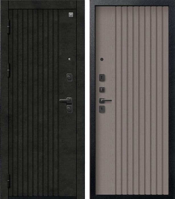 Входная дверь V-15 бетон тёмный / софт ясень грей