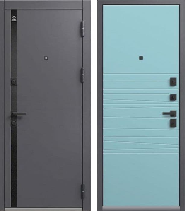 Входная дверь LUX-5 антрацит муар + кашемир графит / кашемир аква