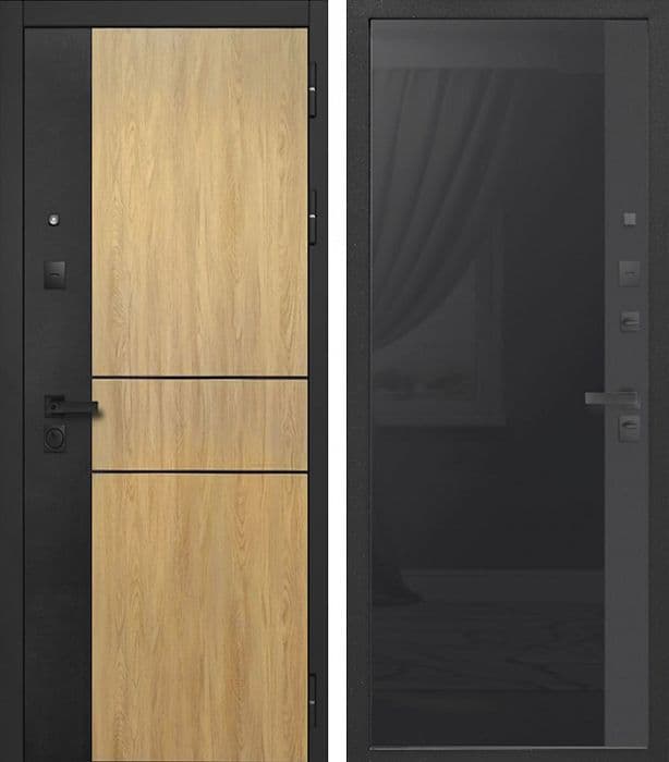 Входная дверь SMART 2   дуб пацифик / чёрный лакобель