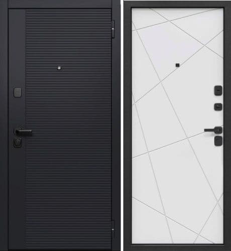 Входная дверь Черный кварц чёрный сатин / белый