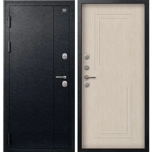 Входная дверь Т-100 черный муар / дуб седой