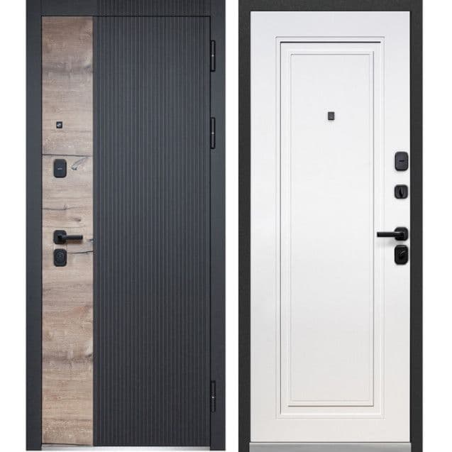 Входная дверь Luxor 2МДФ Дуб Вертикаль Нео дуб пацифик / белый