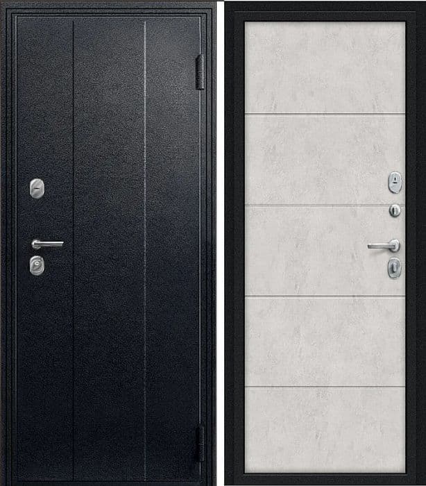 Входная дверь Эталон Т-6 чёрный / бетон