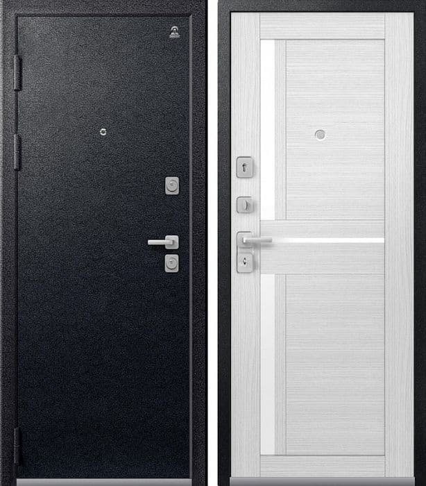 Входная дверь C-102 черный муар / сноу