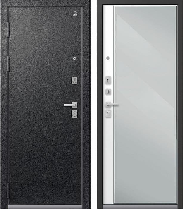 Входная дверь C-104 черный муар / кашемир белый