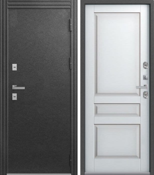 Входная дверь Т-2 антрацит муар / кашемир белый