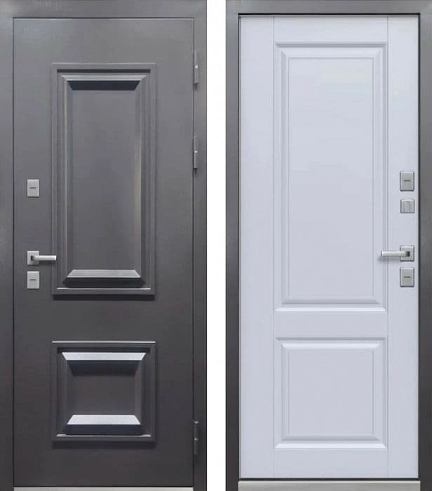 Входная дверь Термо 2  черный муар / белый