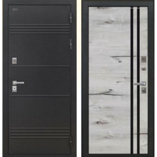 Входная дверь Термо D5 черный муар / дуб арктик