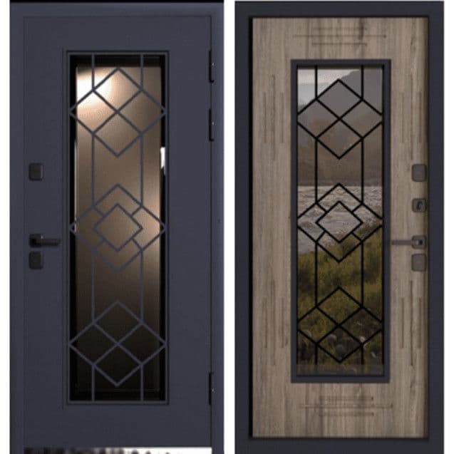 Входная дверь Прима графит сатин / дуб табак