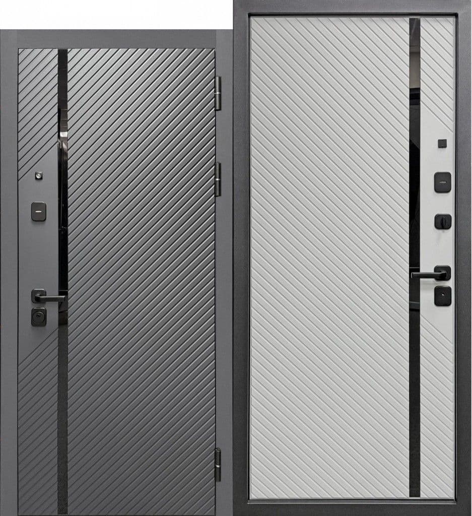 Входная дверь Модерн графит сатин / ясень пепельный