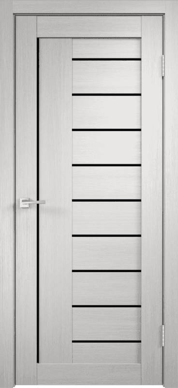 Входная дверь Linea 3 дуб белый / чёрный лакобель