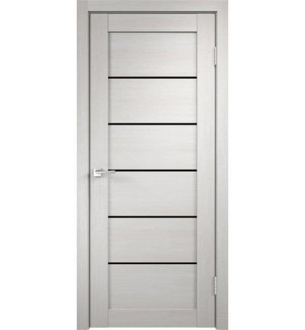 Входная дверь Linea 1 дуб белый / чёрный лакобель