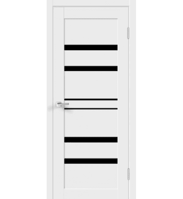 Входная дверь Linea 6 белый / чёрный лакобель