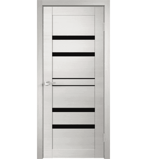 Входная дверь Linea 6 дуб белый / чёрный лакобель