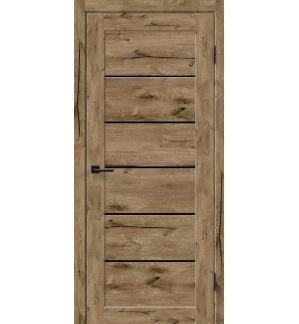 Входная дверь Linea 1 дуб канадский / чёрный лакобель