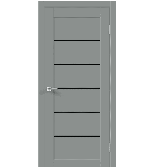 Входная дверь Linea 1 агат серый / чёрный лакобель