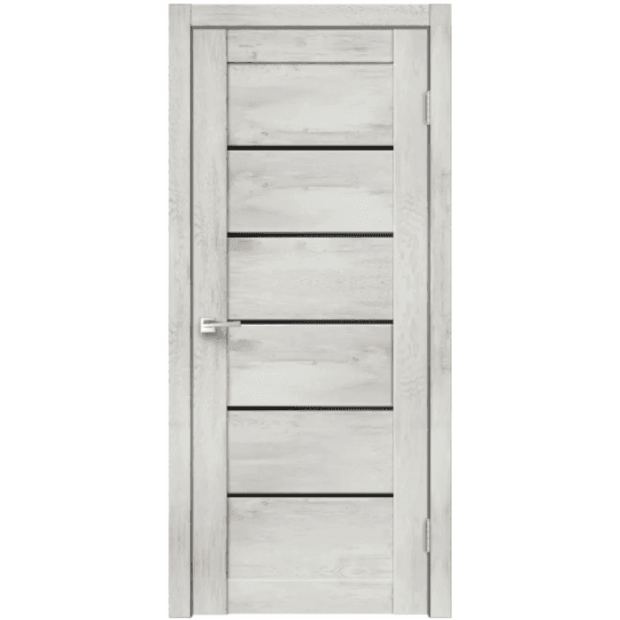 Входная дверь Linea 1 ясень серебристый / чёрный лакобель