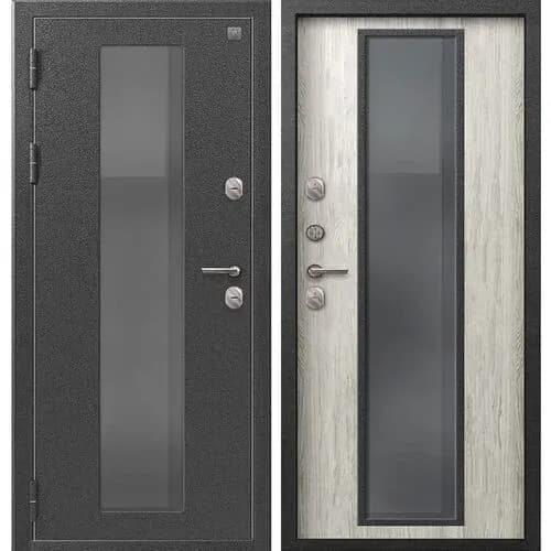 Дверь Т-1000  антик черное серебро / дуб полярный