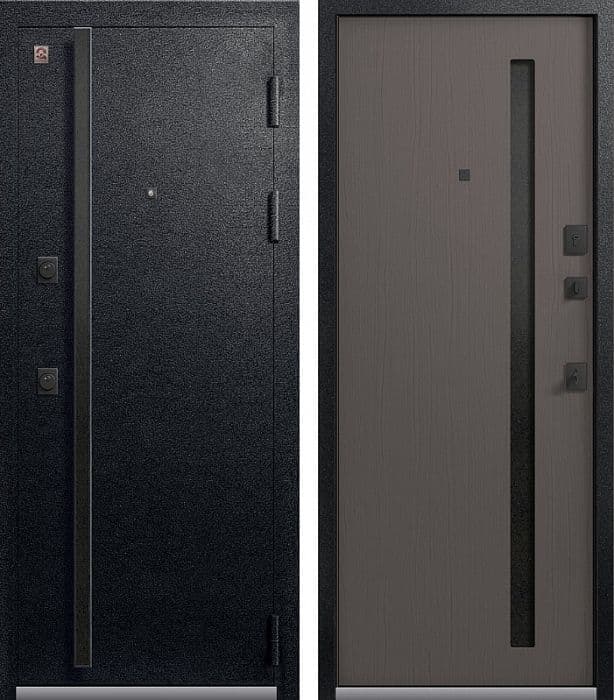Входная дверь LUX-11 черный муар / ясень пепельный