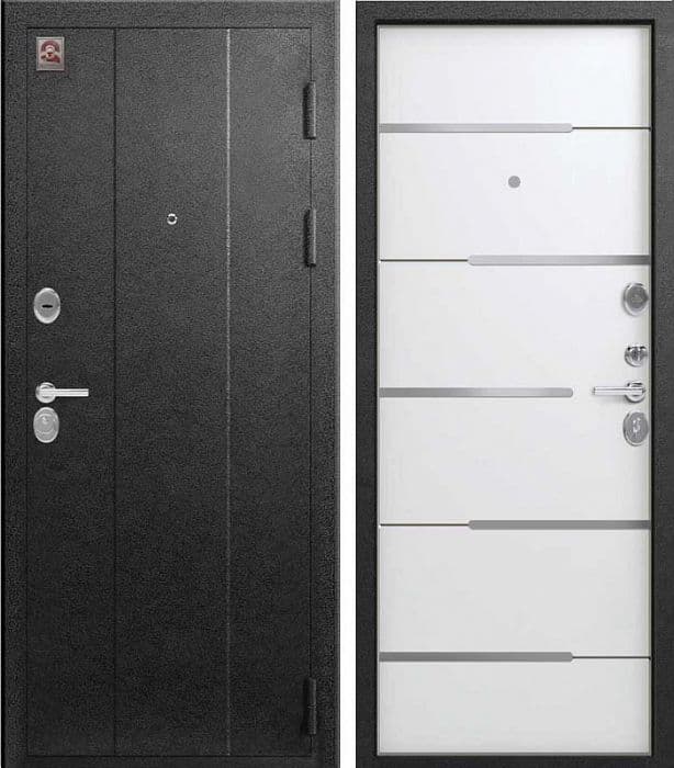 Входная дверь C-108 черный муар / кашемир белый