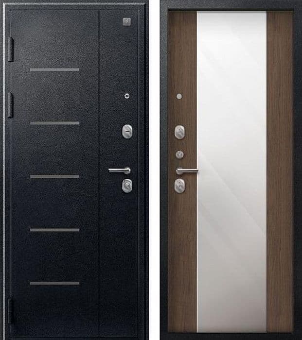 Входная дверь V-04 черный муар / миндаль