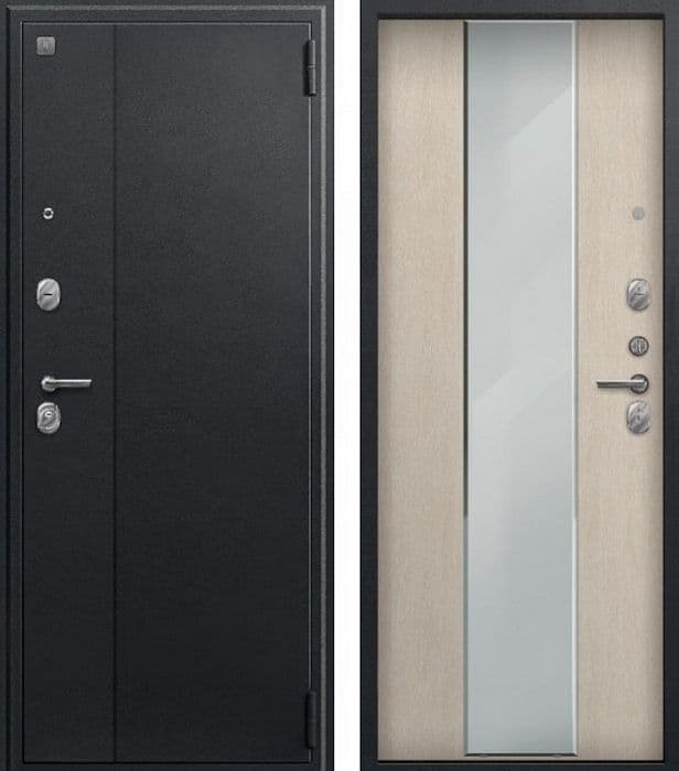 Входная дверь A-04 чёрный сатин / дуб седой