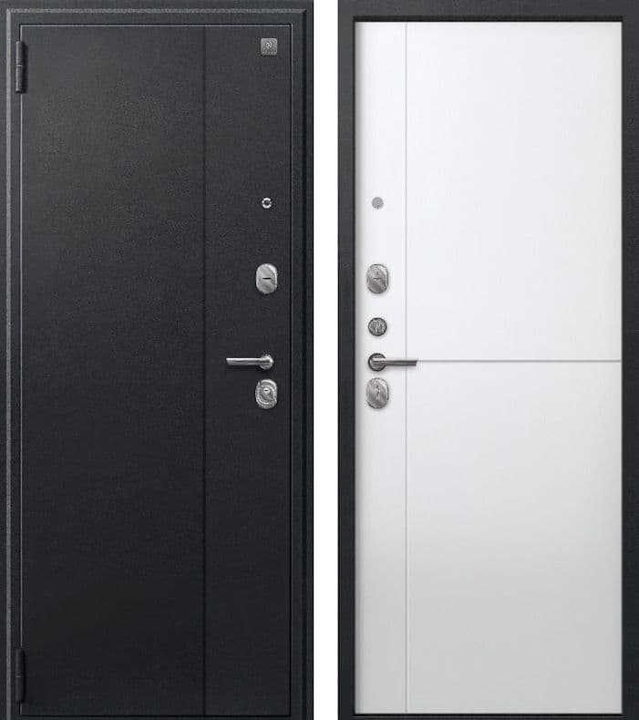 Входная дверь A-05 чёрный сатин / кашемир белый
