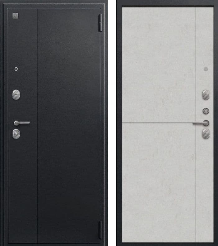 Входная дверь A-05 чёрный сатин / бетон светлый
