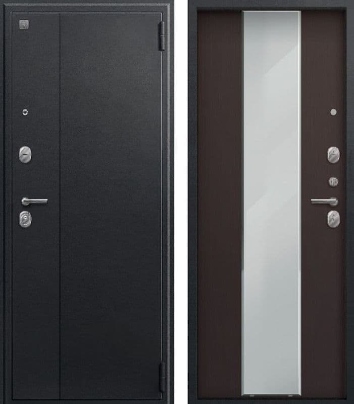Входная дверь A-04 чёрный сатин / лиственница тёмная