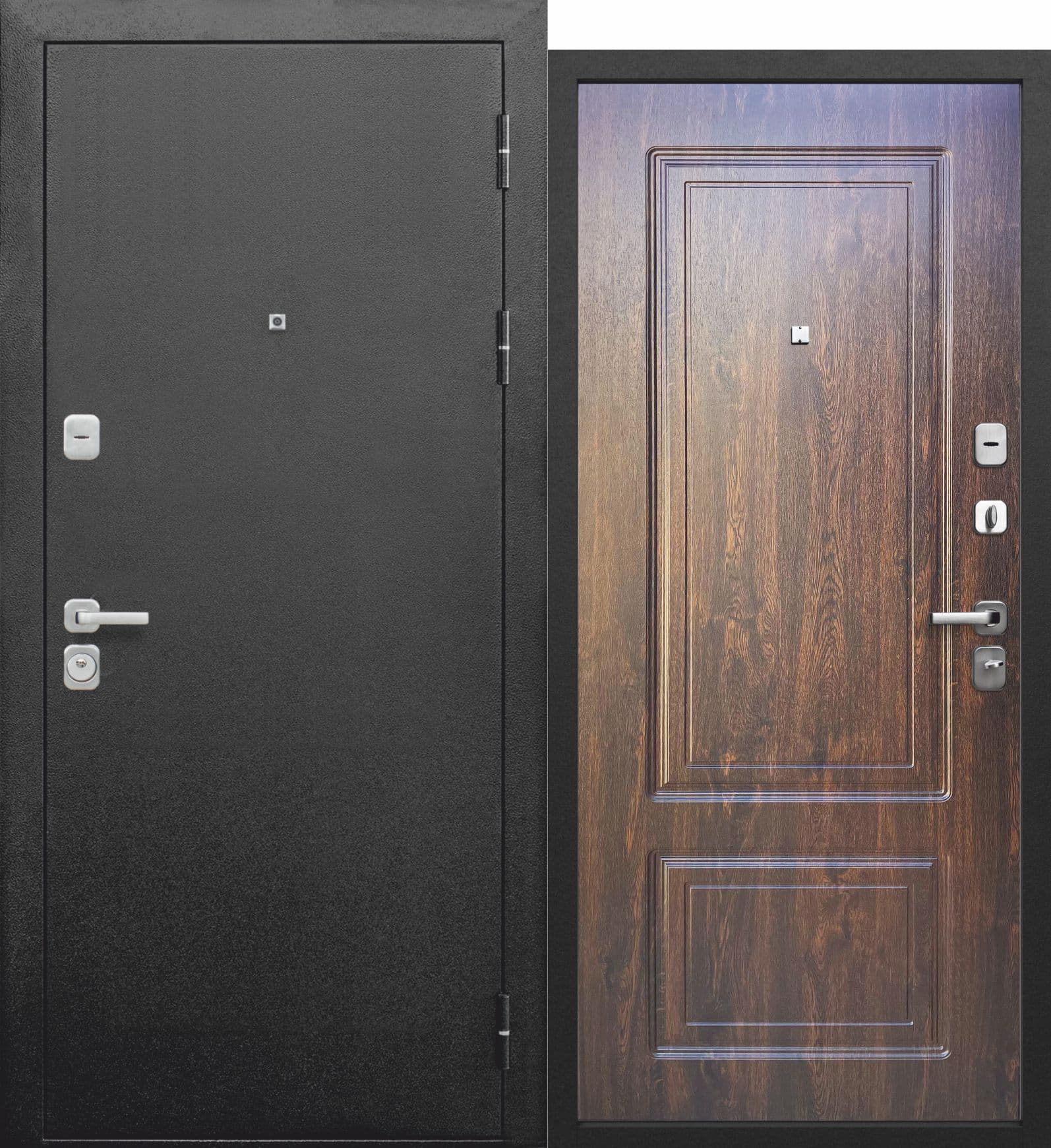 Входная дверь Толстяк Букле черный муар / орех